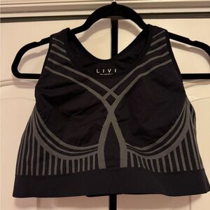 Lane Bryant Black and Gray Patterned Sports Bra